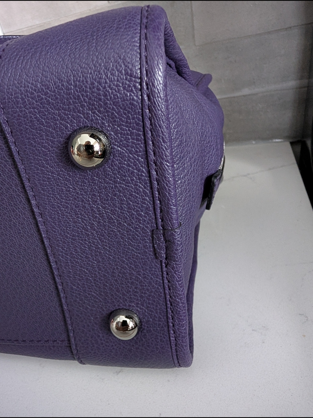 Loewe Amazona Purple Leather Top-Handle Tote - Picture 7 of 9